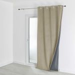 Homemaison Rideau isolant et occultant en velours doubl&eacute; polaire Lin 135 x 280 cm - Lin