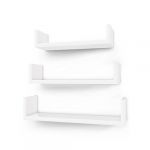 Songmics Lot de 3 Etagères murales flottantes Rangement Décoration Exposition Panneau de MDF Design rétro Blanche LWS40WT