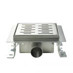 FIZEO Caniveau de douche carr&eacute; motif stri&eacute; 20 x 20 cm siphon anti-odeurs, drainage 36l/min, hauteur r&eacute;glable