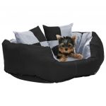 VidaXL Coussin r&eacute;versible lavable pour chien Gris et noir 65x50x20 cm