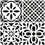 Artémio Pochoir Home Déco - Carreau ciment fleuri - 30 x 30 cm