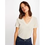 Morgan T-shirt manches courtes avec col en V ivoire femme - Couleur IVOIRE - Taille M