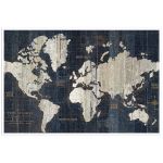 Hexoa Affiche carte du monde voies navigables