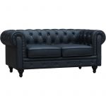 Habitat et Jardin Canapé fixe Chesterfield 'Aliza' - 157 x 82 x 70 cm - 2 places - Noir