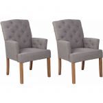CLP Lot de 2 chaises de salle à manger Sugar en tissu gris Antique clair