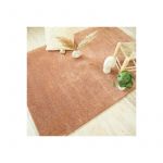 D&eacute;coweb Tapis doux poils longs - Touch rose corail - Galon tabac - 80 x 150 cm