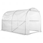Outsunny Serre de Jardin Tunnel 6 m² 3L x 2l x 1,9H m Acier galvanisé renforcé diamètre 2,4 cm + PE Haute densité fenêtres Porte Blanc