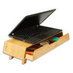 CEP Office Solutions Organiseur de bureau et support écran SILVA - 100% bambou naturel - 1 tiroir - Dim (lxhxp) : 53x12x20 cm