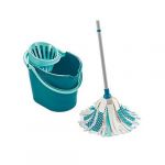 Leifheit Set Power avec fibres absorbantes, kit complet avec serpillère et seau, balai avec bande de viscose flexible, Plastique Acier Microfibre Viscose, Balai serpillère, 45 x 35 x 120 cm
