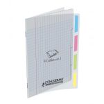 Conquerant 400026554 - Cahier Classique 4-en-1 piqué 170x220 couv. PP incolore 140p./70 feuilles 90g/m², Séyès
