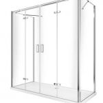 Douche avec ouverture vers l'intérieur pliante et 2 parois fixes latérales - 72,5-75 Fixes x Porte 168,5-172