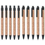 mid N.10 stylos à bille en vrai liège et composants en fibre de paille, recharge bleue, complètement écologique vert eco durable