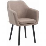 CLP Chaise De Salle A Manger Retro Utrecht en Tissu I Rembourr&eacute;e I Chaise Design Scandinave avec Accoudoirs Et Dossier Taupe, Noir