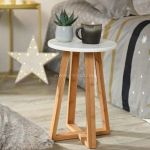 Tendance Tabouret plateau blanc et bambou