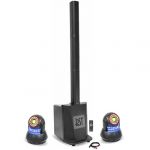 SANS Pack Sono DJ Enceinte colonne avec caisson 480W RMS 10/25cm BST MEGAMAX-TOWER - 2 Lyres Spot 30W à Gobos - Soirée Ambiance Fête