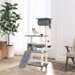 VidaXL Arbre &agrave; chat avec griffoirs en sisal Gris clair 131 cm