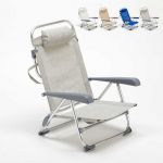 Beach and Garden Design Chaise transat de plage pliante avec accoudoirs mer aluminium GARGANO | Gris