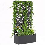 Outsunny Jardini&egrave;re avec treillis - avec brise-vue - pour plantes grimpantes - m&eacute;tal - 90 x 37,5 x 180 cm - noir