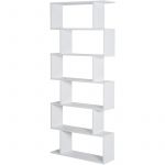 Homcom Bibliothèque étagère zig zag design contemporain 80L x 23l x 192H cm 6 niveaux blanc 82WT 80x23x192cm Blanc