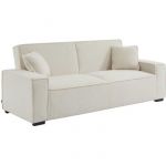 Canapé 3 places convertible en tissu bouclette blanc crème
