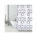 MSV 141674 Rideau de Douche en Polyester 180x200cm Noir/Blanc, multicoloré, 30 x 20 x 15 cm