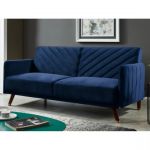 Canapé 3 Places Convertible Clic Clac En Velours Joris Bleu Nuit Neuf