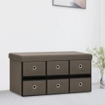 VidaXL Banc de Rangement Pliable 76x38x38 cm Faux Lin Marron