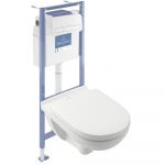 Villeroy & Boch Pack WC sans bride O novo avec abattant + bâti Viconnect PRO + plaque blanche
