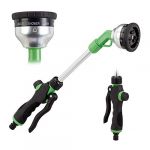 Relaxdays Pomme d'arrosage Premium, Pistolet d'irrigation 1/2 pouces, 9 fonctions, 1 main, 44 cm de long, vert-noir
