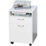 Homcom Caisson de bureau rangement bureau sur roulettes tiroir placard niche panneaux particules blanc 40x35x60cm Blanc