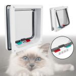 Chati&egrave;re Trappe Blanc Grande Taille L (25cm X 23.5cm) Pet Mate Quatre Modes &Agrave; Verrouillage Porte Chatpetit Chien Installation Faci