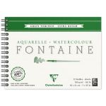 Clairefontaine 96320C Fontaine Aquarelle bloc spiral&eacute; 12F 18x24cm 300g grain torchon Blanc