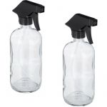 Relaxdays Pulv&eacute;risateur en verre, lot de 2, 500 ml, rechargeable, vaporisateur vide, brumisateur, spray, transparent