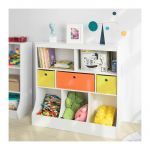 Sobuy Bibliothèque Meuble de Rangement pour Livres et Jouets Étagère pour Enfants avec 5 Compartiments et 3 Paniers KMB26-W