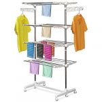 Homcom Séchoir à linge étendoir pliable ailes latérales sur 4 niveaux