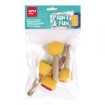 Apli kids 18714 – Lot de 4 tampons éponge avec manche en bois pour enfants âgés de 3 ans et plus – Diverses formes : fleur, feuille, étoile et cœur – éveil artistique