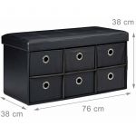 Banquette banc coffre de rangement avc tiroirs 76 cm noir 3013003