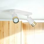 Licht-erlebnisse - Spot de plafond aluminium GU10 orientable en or blanc 2 lampes allong&eacute;