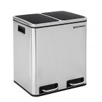 Songmics Poubelle à pétale pour la Cuisine avec 2 Seaux intérieurs Anti-Odeur Acier Inoxydable Capacité 2 x 15L Argent LTB30H
