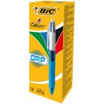 Bic 8871361 - Stylo bille rétractable 4Colours Grip, corps bleu et blanc, tracé M