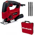 Einhell Scie sauteuse TC-JS 80/1 Kit (550 W, hauteur de course 20 mm, mouvement pendulaire, profondeur de coupe 80 mm dans le bois/10 mm dans l’acier, régime 3 000 tr/min, avec 3 lames à tige en T)