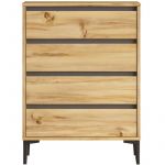 Commode 4 tiroirs Rebecca Mobili Yarala 98,5x72x45 Panneau de particules PVC Chêne Clair Gris Foncé Moderne