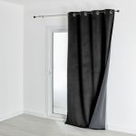 Homemaison Rideau d'Ameublement Velours Noir Double Polaire 135X280 cm VELVETA