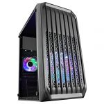 Mars Gaming MC-S2 Noir, Bo&icirc;tier PC Gaming Compact Micro-ATX, 2 Ventilateurs FRGB Rainbow avec Grille Frontale, Fen&ecirc;tre Lat&eacute;rale Compl&egrave;te
