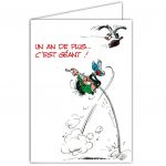 AFIE Gaston Lagaffe GLMX-2019 Maxi Grande Carte Joyeux ANNIVERSAIRE 1 an de plus Sport Saut &agrave; la Perche Girafe Animaux Cadeau Group&eacute; Enfants Ados Adultes Signer Format A4 G&eacute;ant Illustr&eacute; + Enveloppe