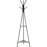 Homcom Porte-manteau tr&eacute;pied style industriel branches 2 &eacute;tag&egrave;res + 6 pat&egrave;res dim. 52L x 46l x 182H cm m&eacute;tal noir panneaux particules