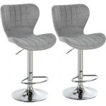 Homcom Lot de 2 tabouret de bar design contemporain hauteur d'assise r&eacute;glable 59-81 cm pivotant 360&deg; lin gris 47x51x111cm Gris