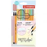 Stabilo Set de feutres Pen 68 & point 88 Pastellove, &eacute;tui - Lot de 2