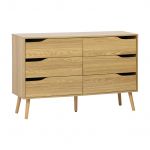 Commode effet fr&ecirc;ne, 6 tiroirs