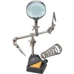 Goobay Troisième main avec loupe & support de fer à souder - Aide au soudage pour travaux de précision avec pinces crocodile flexibles et base robuste - grossissement 2,5 fois - noir - 76560
